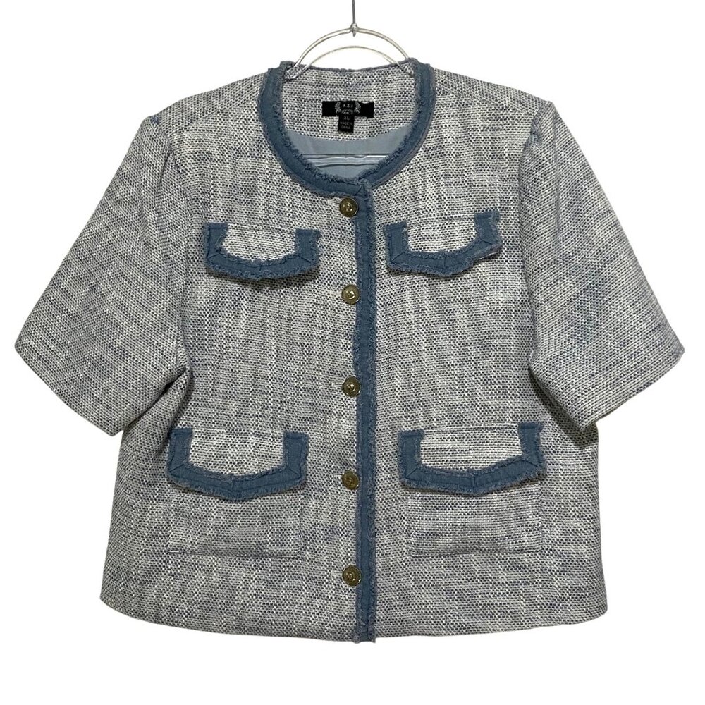 EMILIA‎ Tweed Lady Jacket XL Sparkly Pockets Old Money Preppy Office Grandma